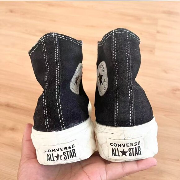 Converse All Star Runway Braided Shoes Womens 9.0 US Black Suede Platform Sneake - Picture 5 of 8